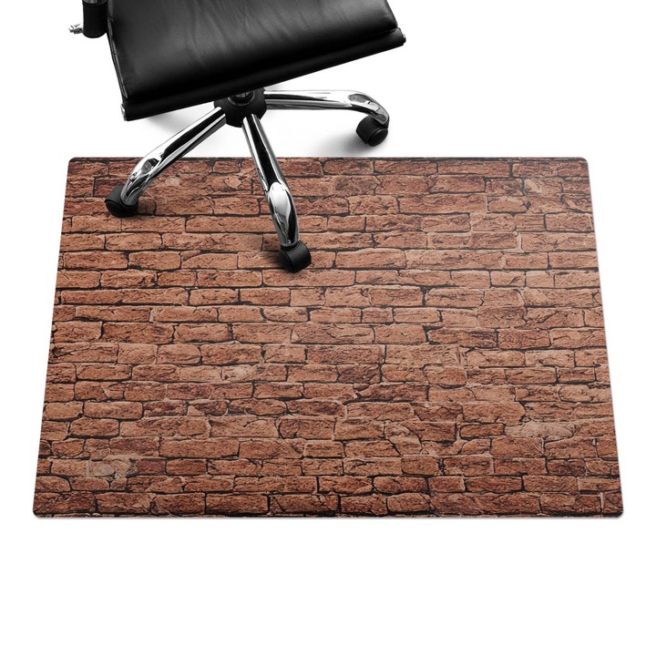 Irodai szék szőnyeg, Wallfluent, Retro téglafal, Barna, 100x70 cm, 010250310010100282492