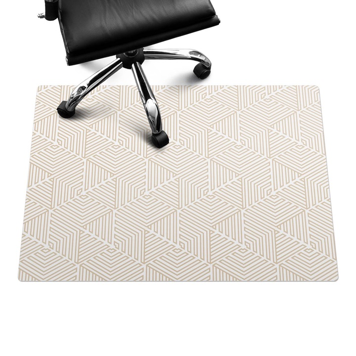 Protectie podea birou, Wallfluent, Labirint geometric, Bej, 100x70 cm, 010250310010100282505