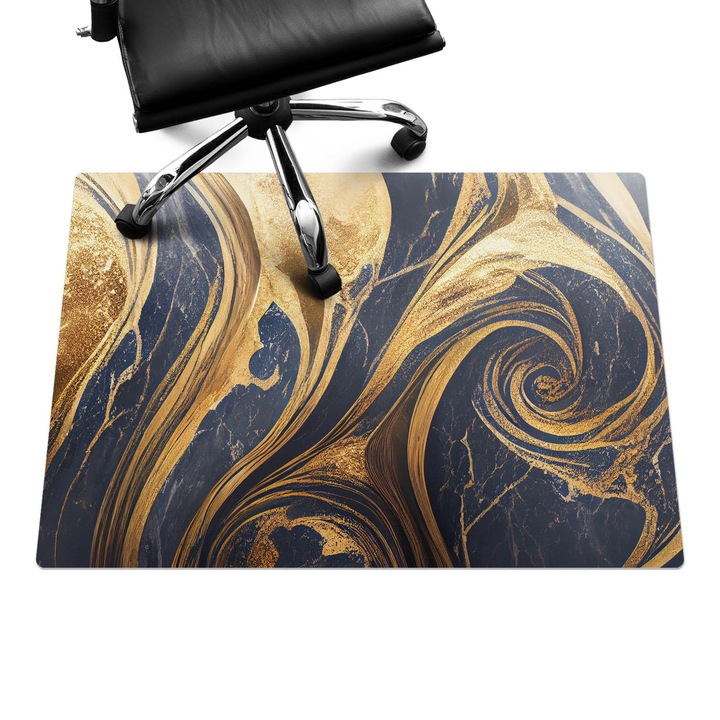 Szék szőnyeg, Wallfluent, Absztrakt kavarog, Tengerészkék, 100x70 cm, 010250310010100282559