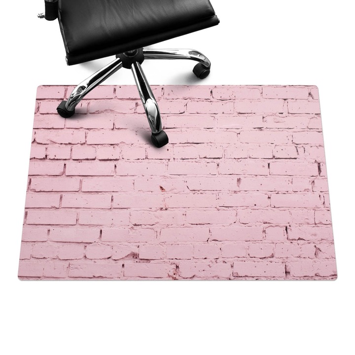Irodai szék szőnyeg, Wallfluent, Pasztell téglafal, Rózsaszín, 100x70 cm, 010250310010100088776