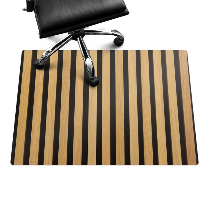 Szék alátét szőnyeg, Wallfluent, Függőleges facsíkok, Bézs, 100x70 cm, 010250310010100282546