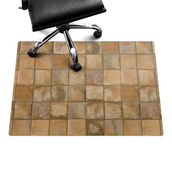 Padlóvédő székalátét, Wallfluent, Rusztikus csempe, Bézs, 100x70 cm, 010250310010100282520