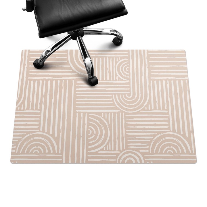 Padlóvédő székalátét, Wallfluent, Geometriai vonalak, Bézs, 100x70 cm, 010250310010100282506