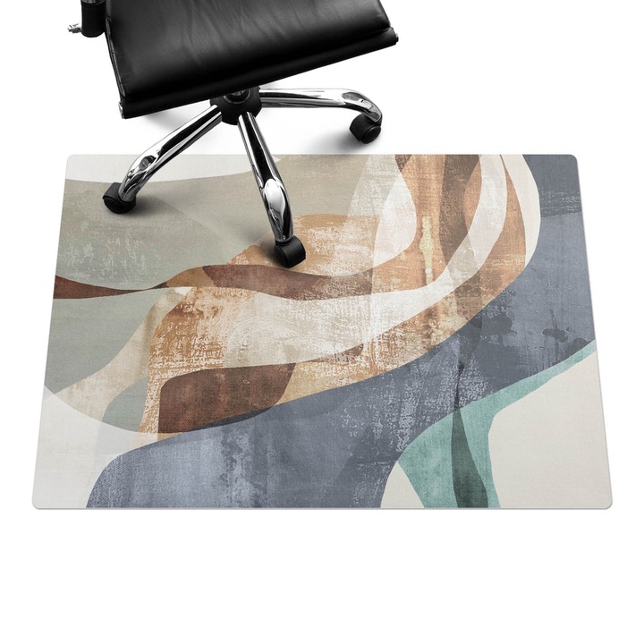 Szék szőnyeg, Wallfluent, Absztrakt hullámok, Barna, 100x70 cm, 010250310010100282729