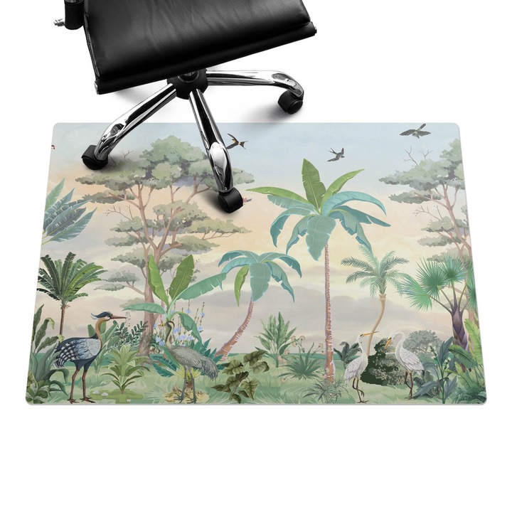 Padlóvédő székalátét, Wallfluent, Trópusi táj, Zöld, 100x70 cm, 010250310010100282727