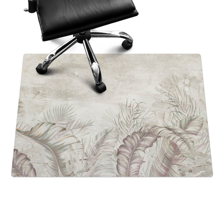 Irodai szék szőnyeg, Wallfluent, Pasztell levelek, Bézs, 100x70 cm, 010250310010100282731