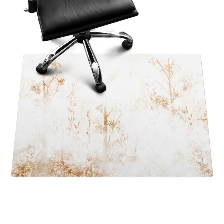 Irodai szék szőnyeg, Wallfluent, Finom növényvilág, Krémszín, 100x70 cm, 010250310010100282768
