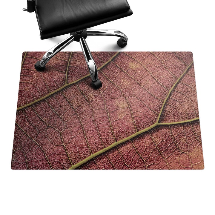 Protectie podea scaun birou, Wallfluent, Structura frunzei, Visiniu multicolor, 100x70 cm, 010250310010100282597