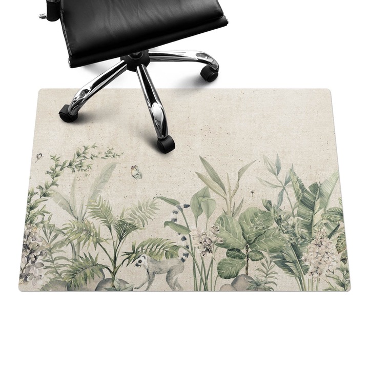 Covoras pentru protectie podea, Wallfluent, Jungla exotica, Bej, 100x70 cm, 010250310010100282763