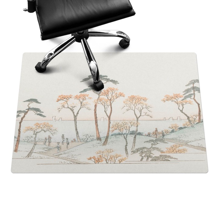 Íróasztal szék alátét, Wallfluent, Fák a víz mellett, Bézs, 100x70 cm, 010250310010100282718