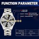 Ceas barbatesc pentru barbati business, Hggzeg, Cronograf, Mecanism cu quartz, 60g, Luminosi, Impermeabilizare 30 m, Reglabil, Design Elegant, Rezistent la zgarieturi, Analog, Afisare data, General, Aliaje, 43 * 21* 12 mm, Negru