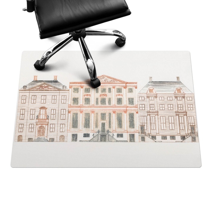 Szék szőnyeg, Wallfluent, Bérházak rajza, Krémszín, 100x70 cm, 010250310010100282717