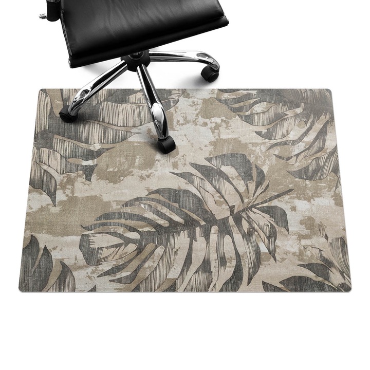 Covoras pentru protectie pardosea, Wallfluent, Frunze pe un fundal de abstractizare, Bej, 100x70 cm, 010250310010100281998