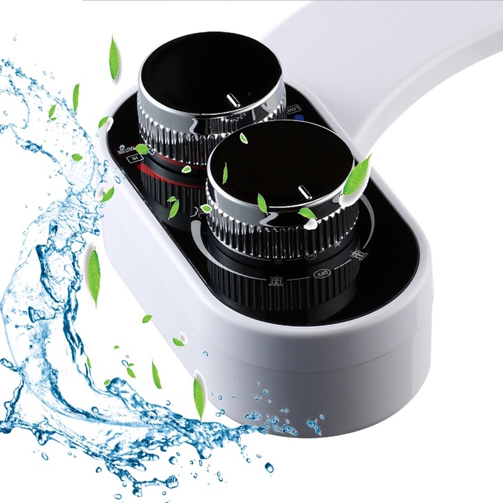 Приставка за биде с топла и студена вода за тоалетна, einnenffer, Ултратънка приставка за биде с топла вода, Самопочистваща се дюза за по-късно пускане на водата, Женска