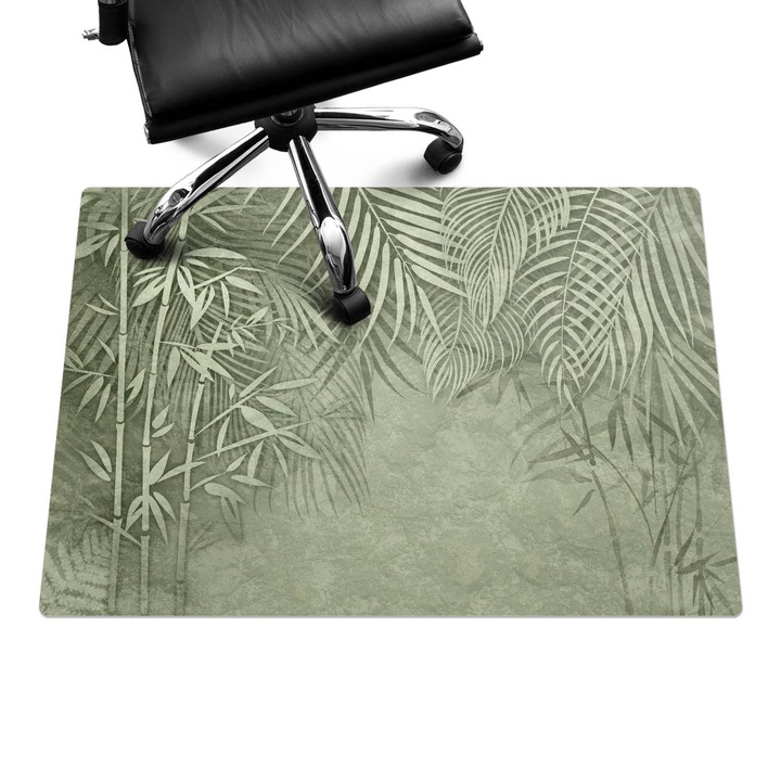 Íróasztal szék alátét, Wallfluent, Trópusi levelek, Zöld, 100x70 cm, 010250310010100282779