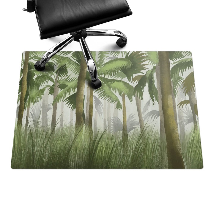 Padlóvédő székalátét, Wallfluent, Trópusi erdő, Zöld, 100x70 cm, 010250310010100282770