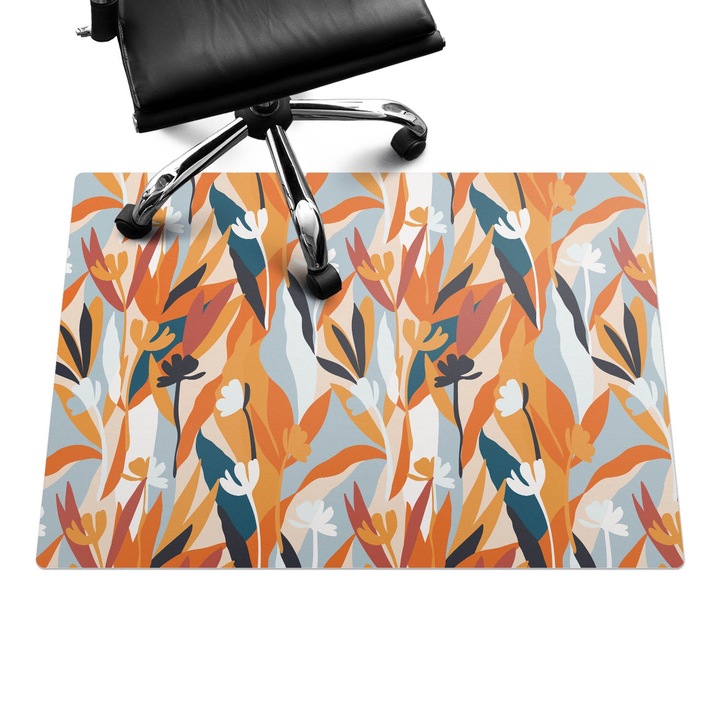 Szék szőnyeg, Wallfluent, Absztrakt levelek, Narancssárga, 100x70 cm, 010250310010100282790