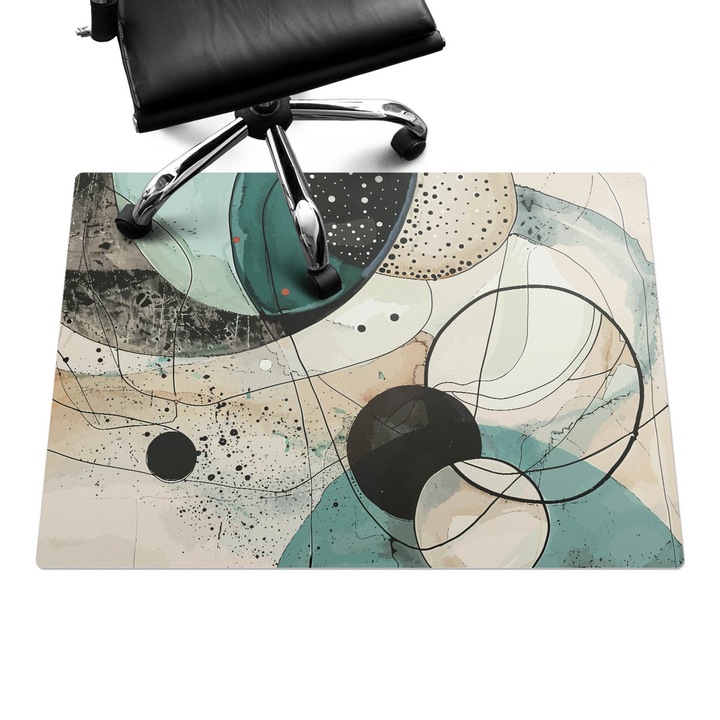 Íróasztal szék alátét, Wallfluent, Absztrakt körök, Türkiz, 100x70 cm, 010250310010100282742
