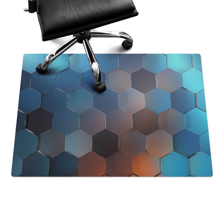 Szék szőnyeg, Wallfluent, Hatszögletű gradiens, Kék, 100x70 cm, 010250310010100282856