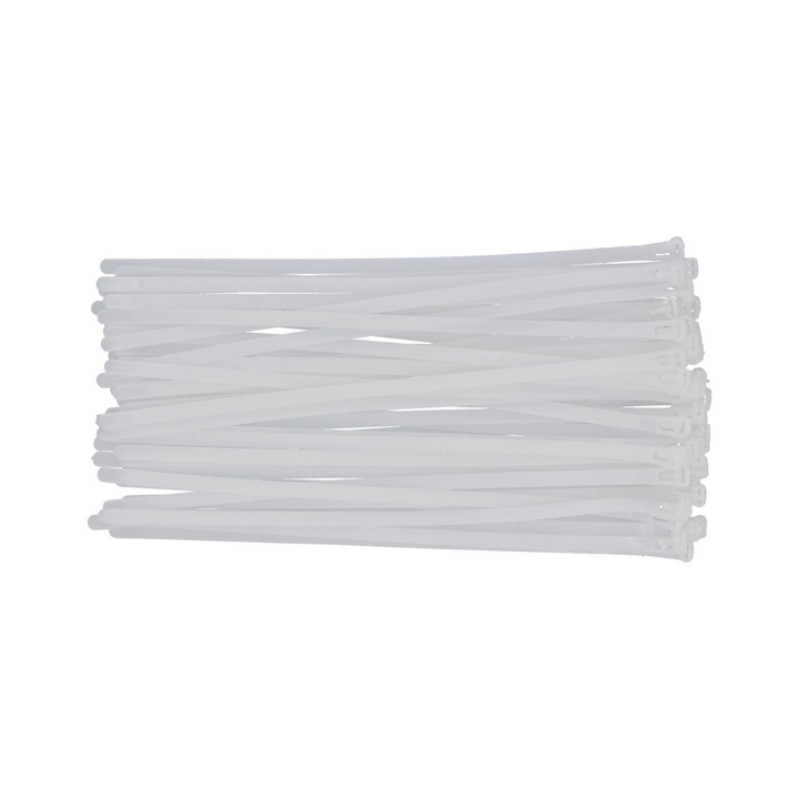 YATO Set 50 coliere albe, de plastic, dimensiune 7.6x300 mm