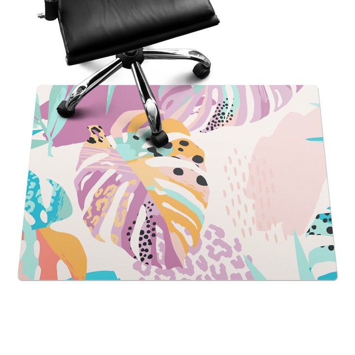 Szék szőnyeg, Wallfluent, Absztrakt levelek, Lila, 100x70 cm, 010250310010100282886