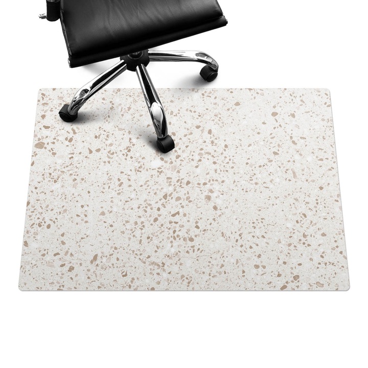 Íróasztal szék alátét, Wallfluent, Világos terrazzo pontok, Bézs, 100x70 cm, 010250310010100282869