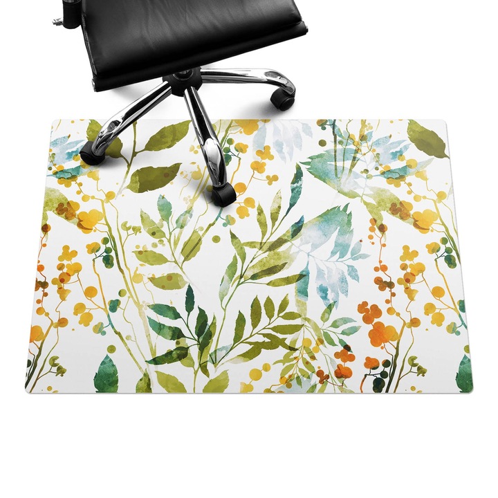 Székalátét, Wallfluent, Akvarell rét a levelek, Zöld, 100x70 cm, 010250310010100282885