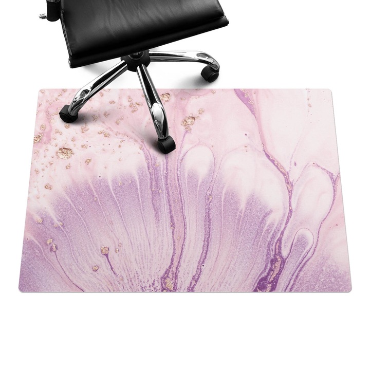 Szék szőnyeg, Wallfluent, Márvány virágmintás, Rózsaszín, 100x70 cm, 010250310010100282844