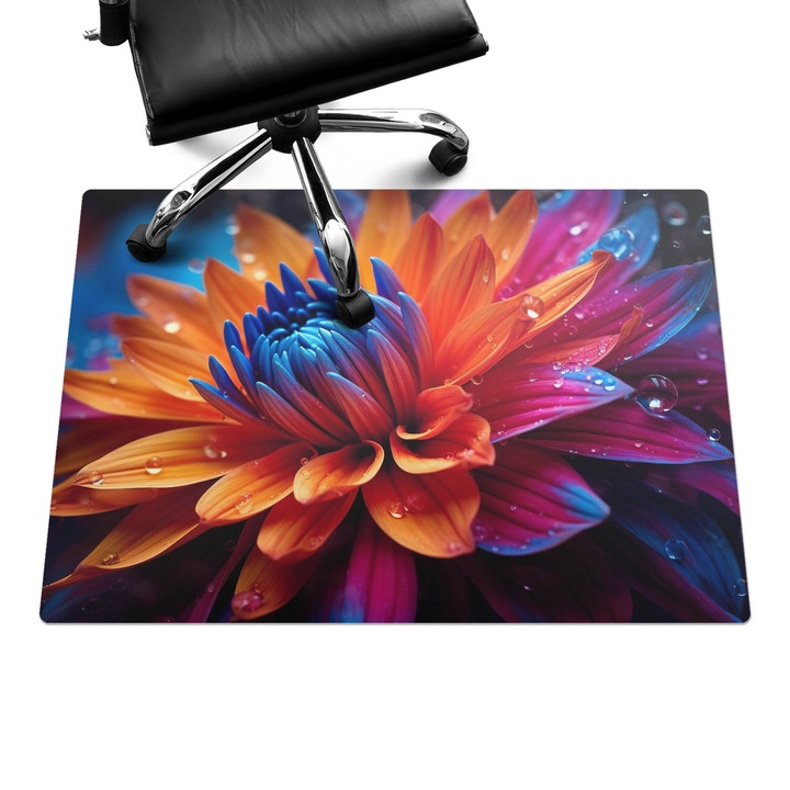 Covoras pentru scaune, Wallfluent, Floare cu picaturi, Rosu, 100x70 cm, 010250310010100282902