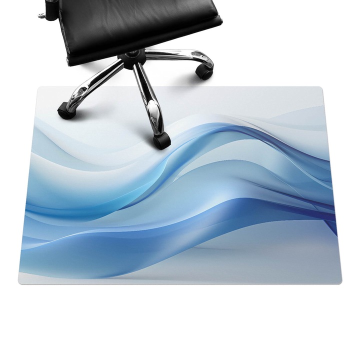 Padlóvédő székalátét, Wallfluent, Hullámos vonalak, Kék, 100x70 cm, 010250310010100282896