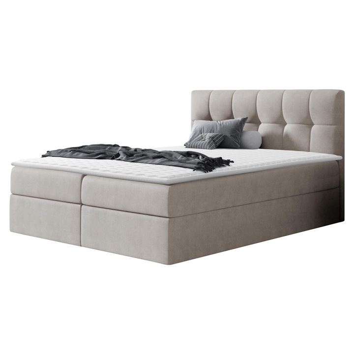 Pat matrimonial Rdest 180x200, MIRJAN24, bej, 186x208x103 cm