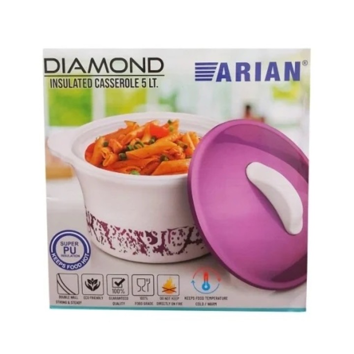 Caserola termica cu capac, capacitate 5 l, interior dublu inox, Multicolor