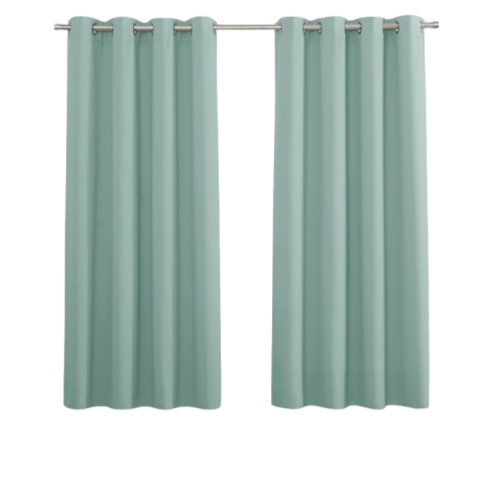 Комплект 2 топлоизолационни затъмняващи завеси PONY DANCE, с халки, лятно зелено, 200 х 265 см