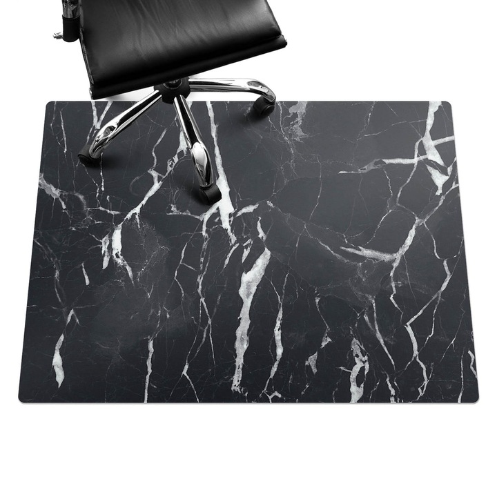 Szék szőnyeg, Wallfluent, Márvány erek, Fekete és fehér, 120x90 cm, 010250310020100013336
