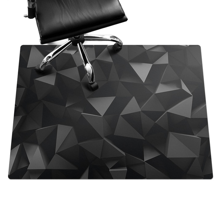 Irodai szék szőnyeg, Wallfluent, Geometrikus 3D alakzatok, Fekete, 120x90 cm, 010250310020100005407