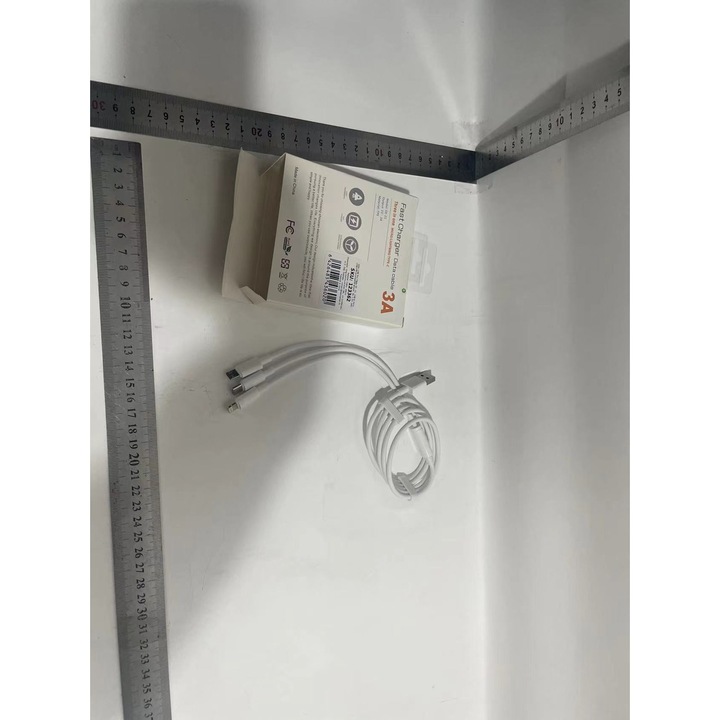 Adat- és töltőkábel telefonhoz, 3 az 1-ben, USB-ről Lightning/Micro USB/USB-C-re, 3A, Evolium, 1.2 M, Fehér