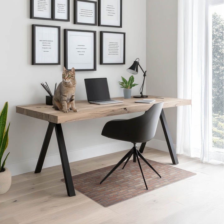 Covoras pentru protectie podea, Wallfluent, Model de perete de caramida, Rosu, 120x90 cm, 010250310020100027515