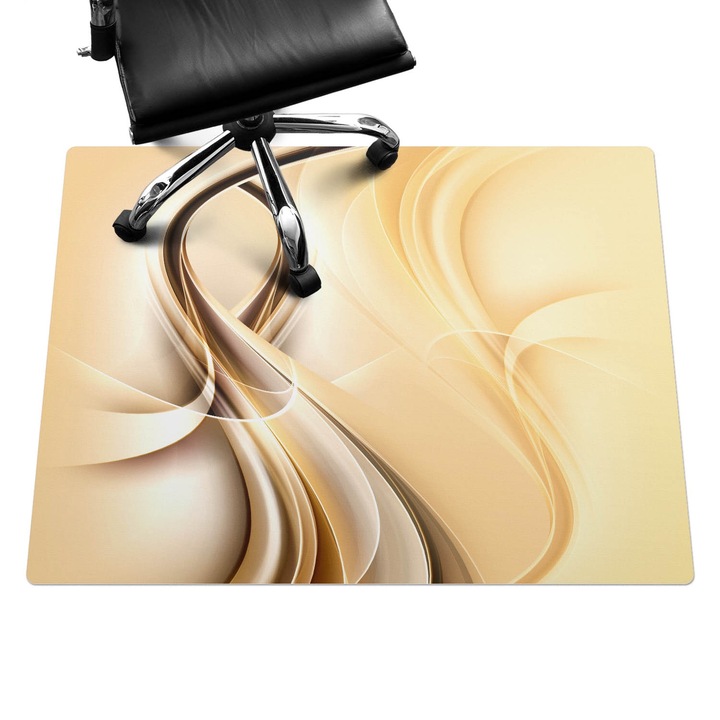 Íróasztal szék alátét, Wallfluent, Absztrakt hullámok, Sárga, 120x90 cm, 010250310020100005886
