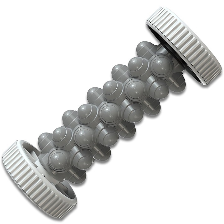 Масажиращ валяк за крака, за облекчаване на плантарен фасциит и болки в петата, лек, с висока степен на издръжливост, за фитнес, гимнастика, йога, издръжлив и водоустойчив материал, 17.5x7.5 см, сив