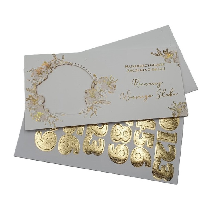 Felicitare, TANGRAM-PLUS, Karnet z okazji rocznicy slubu, DL, cu cifre interschimbabile