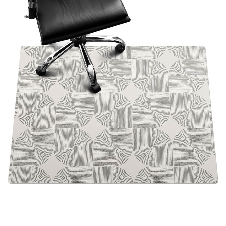 Padlóvédő székalátét, Wallfluent, Geometriai vonal minta, Bézs, 120x90 cm, 010250310020100033365