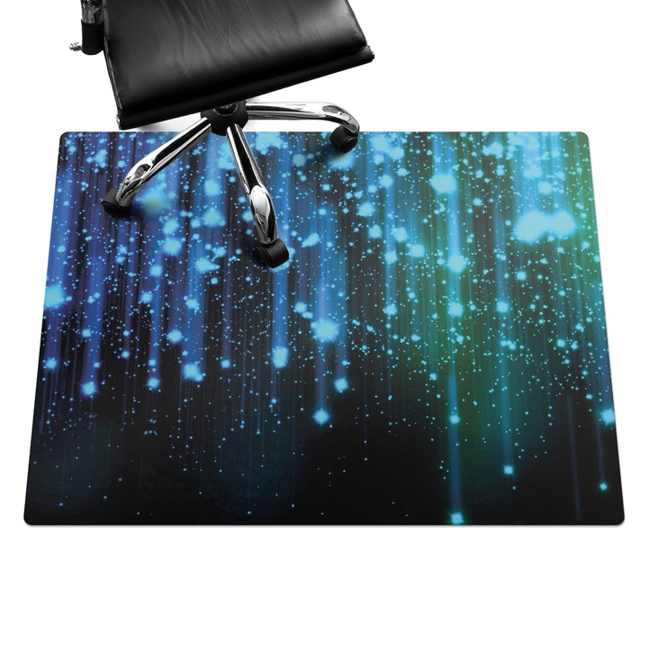 Irodai szék szőnyeg, Wallfluent, Világító csíkok, Kék, 120x90 cm, 010250310020100019107