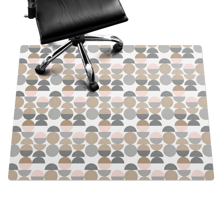 Szék szőnyeg, Wallfluent, Geometriai félkörök, Barna, 120x90 cm, 010250310020100033421