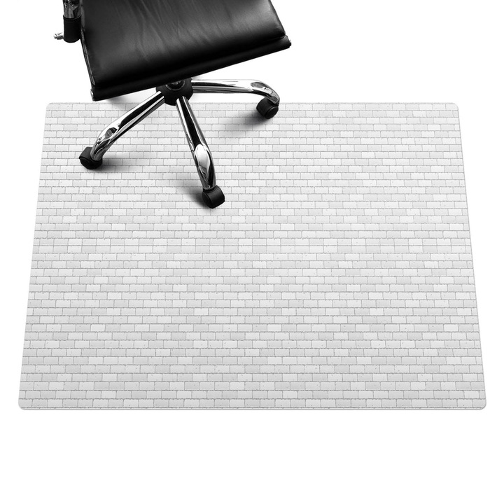Irodai szék szőnyeg, Wallfluent, Retro téglafal, Fehér, 120x90 cm, 010250310020100033369