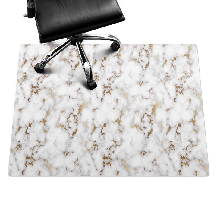 Padlóvédő székalátét, Wallfluent, Márvány mintás háttérrel, Fehér, 120x90 cm, 010250310020100033351