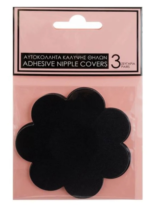 Plasturi acoperire mameloane flori, Aneliz, negri, 3 perechi, One Size