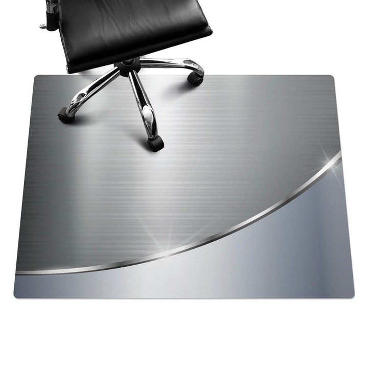 Padlóvédő székalátét, Wallfluent, Fémes textúra, Szürke, 120x90 cm, 010250310020100009121