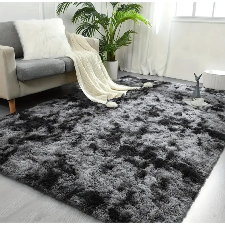 Covor Fluffy Premium, Pufos, Antiderapant, 150 x 200 cm, Gri Inchis
