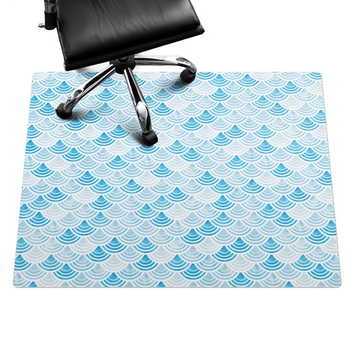 Protectie podea scaun birou, Wallfluent, Mozaic stancos, Albastru, 120x90 cm, 010250310020100033511