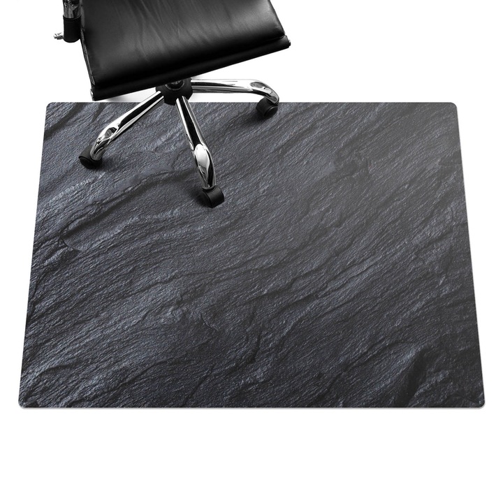 Szék szőnyeg, Wallfluent, Kő textúra, Fekete, 120x90 cm, 010250310020100030917